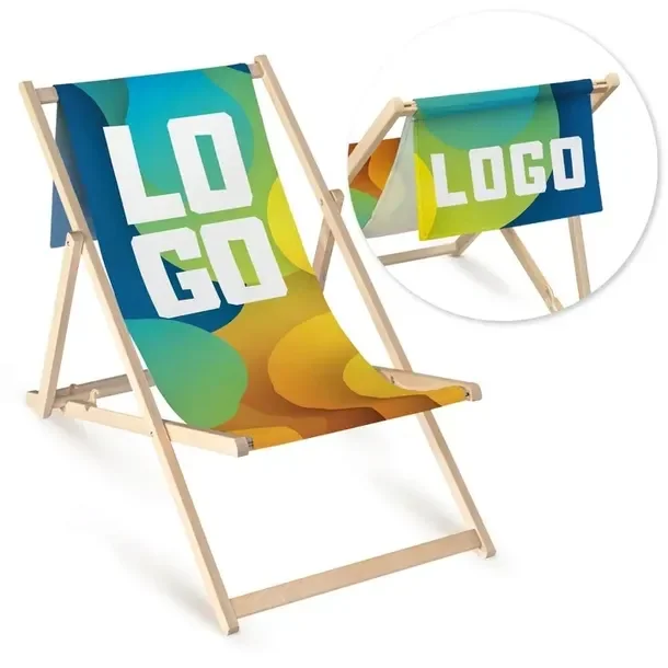 Reklamowy Leżak Ogrodowy Drewniany Z Zwiewką Twój Wzór Twoje Logo Firmy