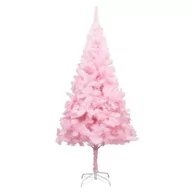 Choinki - vidaXL sztuczne choinka z LED i bombkami, różowa, 240 cm, PVC - miniaturka - grafika 1