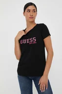 Koszulki sportowe damskie - Guess t-shirt bawełniany kolor czarny - miniaturka - grafika 1