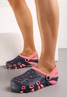 Klapki i japonki damskie - Granatowo-Czerwone Klapki w Stylu Piankowych Chodaków w Nowoczesnym Stylu Lihelia - Renee - miniaturka - grafika 1