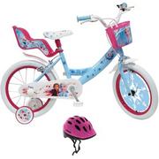 Rowery - Rower dziecięcy DISNEY Kraina Lodu 2 16 cali dla dziewczynki + Kask rowerowy VÖGEL VKA-920G Różowy dla Dzieci (rozmiar XS) - miniaturka - grafika 1