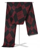Apaszki i szaliki męskie - Szal Szalik Męski Ciepły Zimowy Bordowo - Czarny W Kratę Kratkę - miniaturka - grafika 1