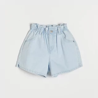Spodnie i spodenki dla dziewczynek - Reserved Szorty paperbag - Niebieski - grafika 1