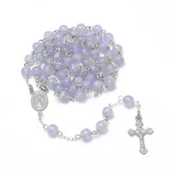 Różańce - Klasyczny, ręcznie robiony, zielony różaniec, I Komunia Św., SREBRO 925, chalcedon 6mm, RĘKODZIEŁO - miniaturka - grafika 1