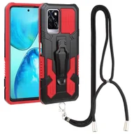 Etui i futerały do telefonów - Dla Infinix Note 10 Pro Armor Warrior Odporny na wstrząsy komputer + smycz TPU Etui na telefon Czerwony - miniaturka - grafika 1