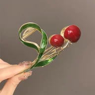 Ozdoby do włosów - TEMU 1 szt. Letnia spinka do włosów w kształcie wiśni dla kobiet, idealna do codziennych fryzur, klips typu "shark" do grubych włosów, kreatywny - miniaturka - grafika 1