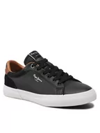 Trampki męskie - Pepe Jeans Męskie trampki Kenton Court, 999 BLACK, 40 EU - miniaturka - grafika 1