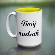 Kubki - Duży kubek XXL z żółtym wnętrzem z Twoim nadrukiem - miniaturka - grafika 1