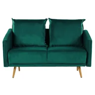 Sofy i kanapy - Beliani Sofa 2-osobowa welurowa szmaragdowa MAURA - miniaturka - grafika 1