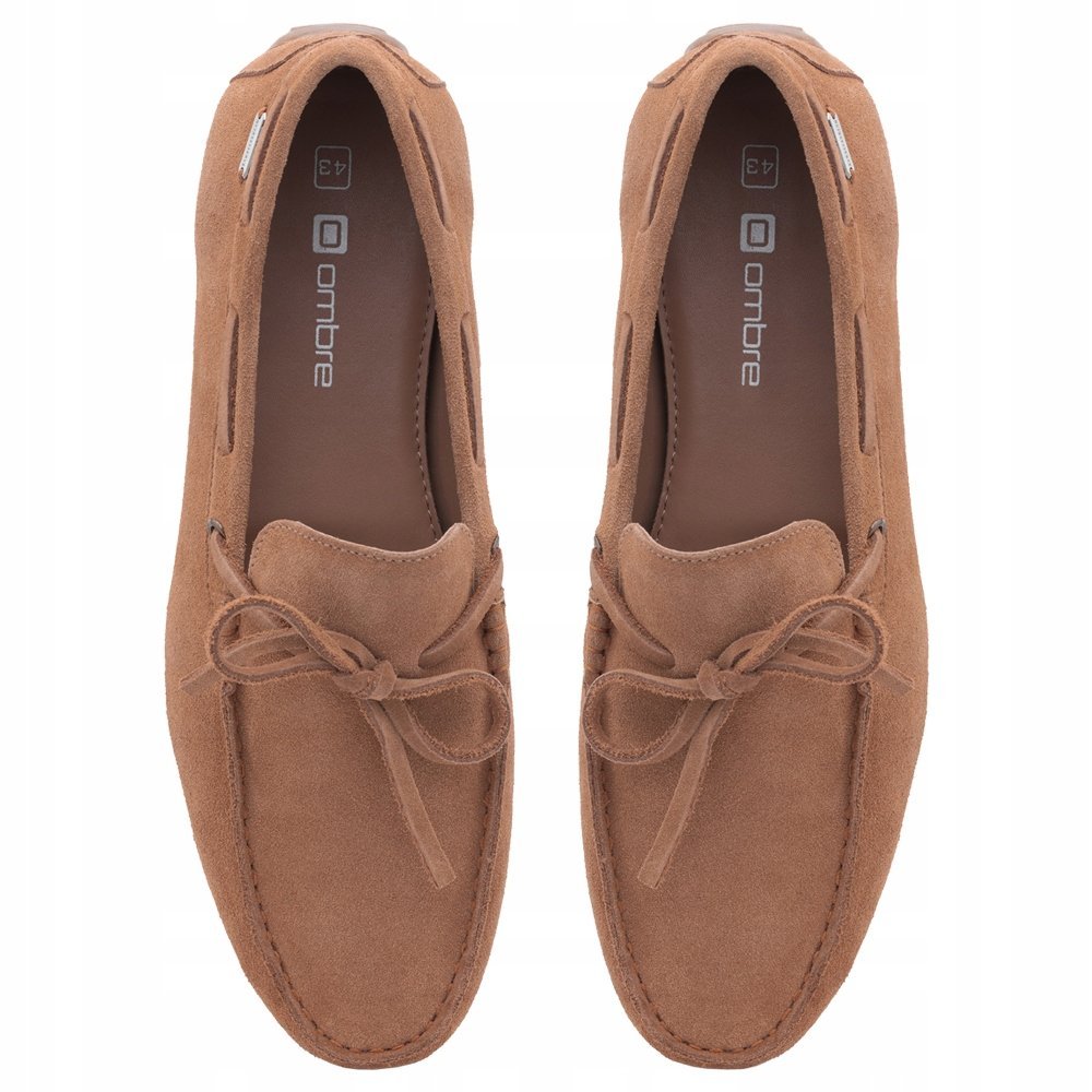 Mokasyny buty męskie skórzane z rzemykiem driver brązowe V3 OM-FOCS-0150 43