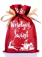 Opakowania i torebki na prezenty - Torba Worek Prezentowy Świąteczny 20x30cm Czerwony - miniaturka - grafika 1