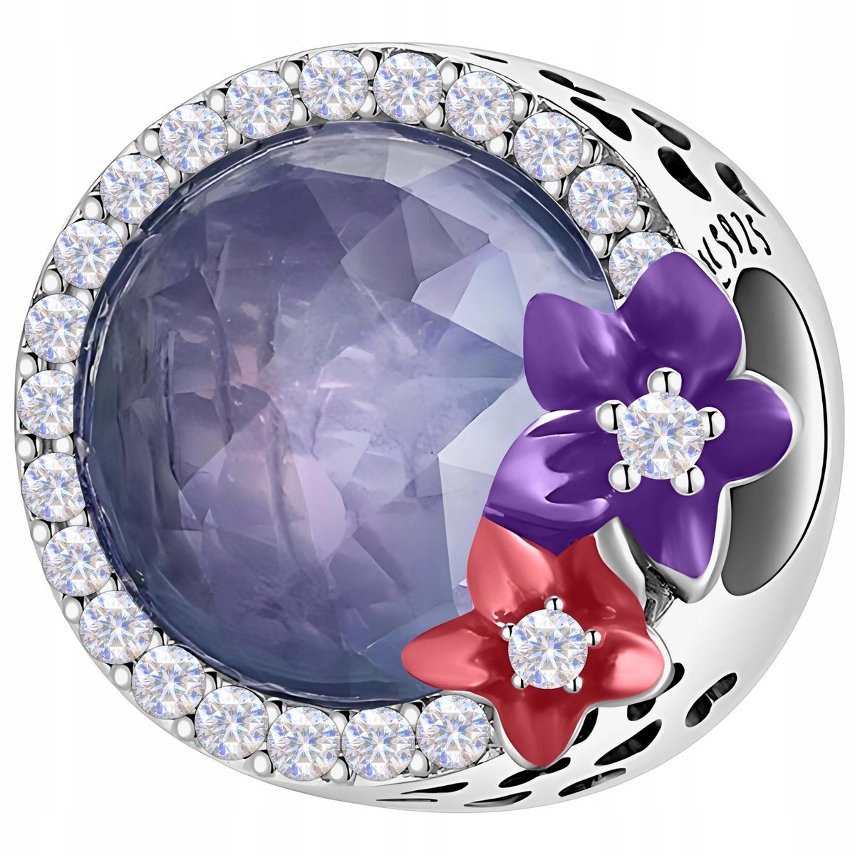 Charms Srebrny Koralik Kryształ Kolorowe Kwiaty z Cyrkoniami SREBRO 925