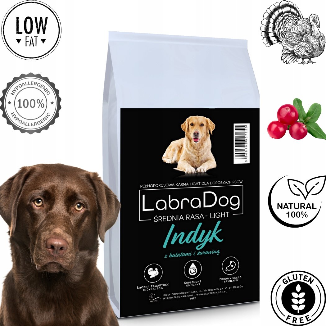 Labradog Superfood Light Indyk Z Batatami I Żurawiną Dla Psów Z Nadwagą 6Kg