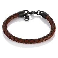 Bransolety męskie - Brązowa bransoleta męska skórzana B-01 - miniaturka - grafika 1