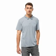 Koszulki męskie - Męska koszulka polo Jack Wolfskin PIKEH POLO M soft blue - S - miniaturka - grafika 1