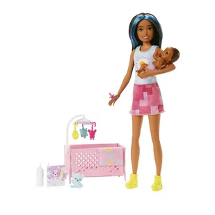 Barbie, Opiekunka, Usypianie maluszka, zestaw z lalką Skipper i bobasem, niebieskie pasemka - Lalki dla dziewczynek - miniaturka - grafika 1