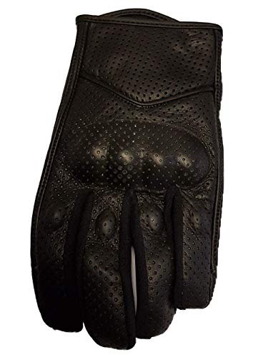 Bikers Gear Australia Krótkie miękkie skórzane letnie perforowane rękawice motocyklowe, czarne, rozmiar 3XL