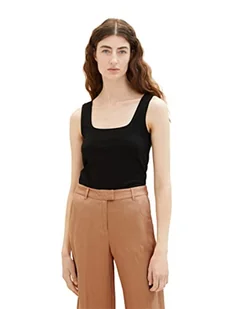 TOM TAILOR Damski top Basic, 14482 – Deep Black, XL - Koszulki i topy damskie - miniaturka - grafika 1