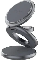 Fixed Ładowarka indukcyjna 3w1 MagPowerstation Round, Qi, MagSafe, 15W 5W szara - Ładowarki do telefonów - miniaturka - grafika 1