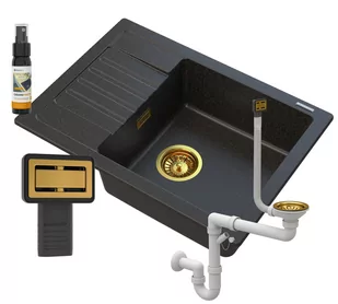 Granitan Zlew Granitowy Golden Argos + Syfon Kwadrat Złoty - Zlewozmywaki - miniaturka - grafika 1