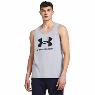 Koszulki sportowe męskie - Męski top z nadrukiem Under Armour UA Sportstyle  Logo Tank - szary - UNDER ARMOUR - grafika 1