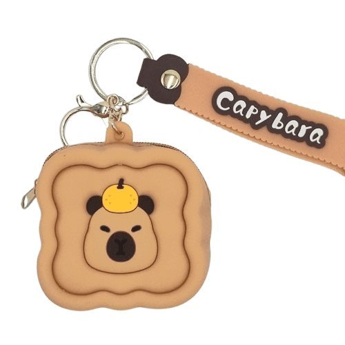 Portfel silikonowy etui na słuchawki brelok kapibara tost