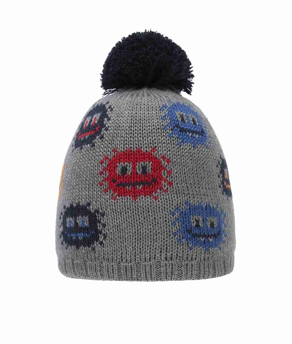 Czapka chłopięca z pomponem, szara, stworki, Döll