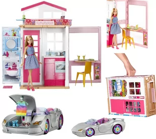 Mattel Barbie 2-poziomowy Domek + Lalka GXC00 + Kabriolet HDJ47 - Lalki dla dziewczynek - miniaturka - grafika 1