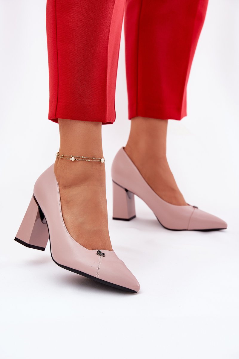 Czółenka Na Słupku Eleganckie Vinceza 62224 Różowe-37