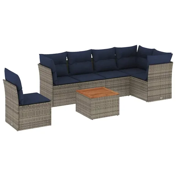 Modułowy zestaw mebli ogrodowych szary rattan PE 62 x 62 x 69 cm, stół 5