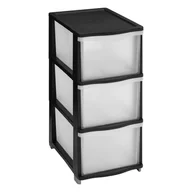 Szafki łazienkowe - Regał Plastikowy Z Szufladami Czarny 3 Poziomy Plas 63,1 x 37 x 26,8 CM - miniaturka - grafika 1