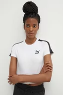 Koszulki sportowe damskie - Puma t-shirt Iconic T7 damski kolor biały 625598 - miniaturka - grafika 1