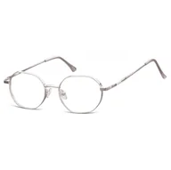 Okulary korekcyjne, oprawki, szkła - Okulary zerówki sześcioboczne oprawki korekcyjne medium M297A srebrne - miniaturka - grafika 1