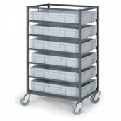 Wózki magazynowe - B2B Partner Wózek na skrzynki jednorzędowy, 6 pięter 3598 - miniaturka - grafika 1