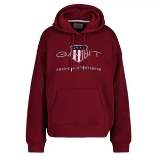 GANT Damska bluza z kapturem Rel Archive Shield, Plumped Red, M - Bluzy damskie - miniaturka - grafika 1