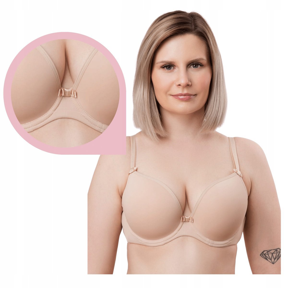 Biustonosz Lemax Leila usztywniany plunge beż 80G