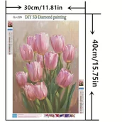 Inne - TEMU 1 szt. DIY Malowanie Diamentami Pełne Kryształy Kwiat Tulipan Dekoracja Domowa Mozaika 30x40 cm / 15,75x11,81 cala - miniaturka - grafika 1