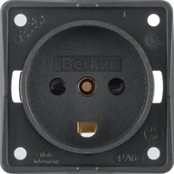 Gniazdka elektryczne - Berker Integro Flow Berker Gniazdo z uziemieniem "Dania" z podwyższona ochroną styków, mechanizm, czarny, mat - miniaturka - grafika 1