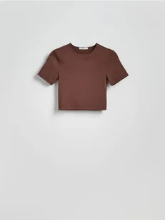 Reserved - Krótki t-shirt - ciemnobrązowy - Koszulki i topy damskie - miniaturka - grafika 1
