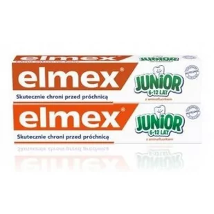 A&D PHARMA POLAND SP.Z O.O. Elmex Junior pasta do zebów z aminofluorkiem dla dzieci 6-12 lat 2x 75 ml + kosmetyczka strunowa GRATIS! 7054769 - Pasty do zębów - miniaturka - grafika 1
