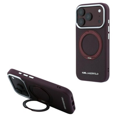 Etui KARL LAGERFELD Ring Stand 360 Saffiano MagSafe do Apple iPhone 17 Pro Max/18 Pro Max Burgundowy