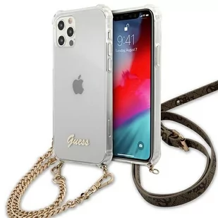 Guess nakładka do iPhone 12 / 12 Pro 6,1" GUHCP12MKC4GSGO przeźroczysta hard case 4G Gold Chain 8_2273405 - Etui i futerały do telefonów - miniaturka - grafika 1