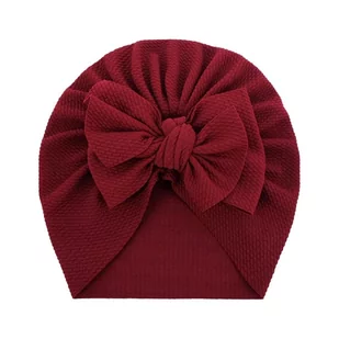 Turban niemowlęcy z kokardką, czapka dziewczęca, bordowa - Ozdoby do włosów - miniaturka - grafika 1