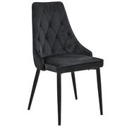 Krzesła - Pikowane krzesło do jadalni, 50x59x89 cm, czarny - miniaturka - grafika 1