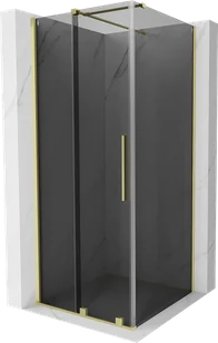 Mexen Velar kabina prysznicowa rozsuwana 100x100 cm, grafit, złota szczotkowana - 871-100-100-41-55 - Kabiny prysznicowe - miniaturka - grafika 1