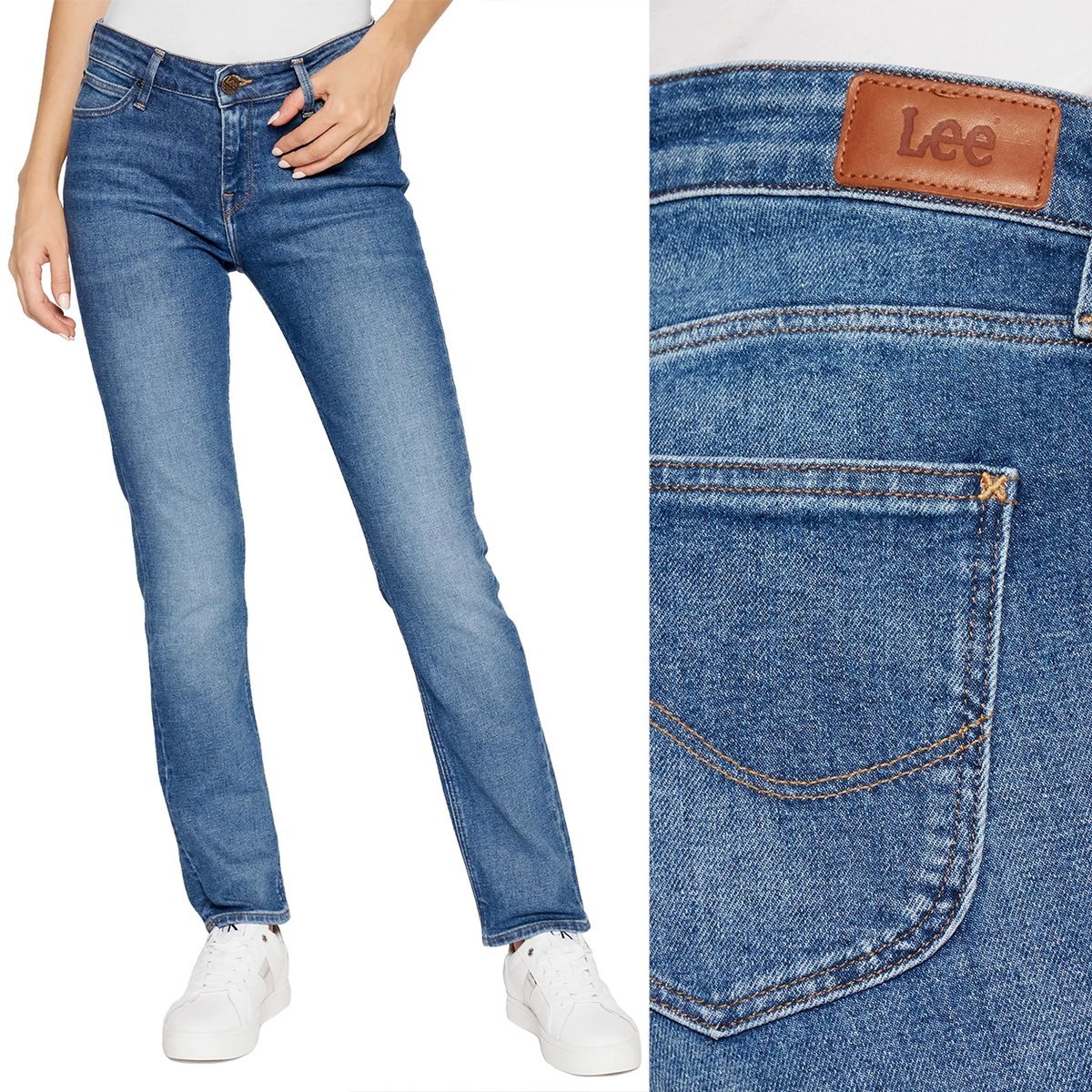 Lee ELLY slim Mid Hackett dopasowane damskie spodnie jeansowe W27 L31