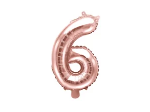 PartyDeco Balon foliowy, cyfra 6, różowy, 35 cm - Balony i akcesoria - miniaturka - grafika 1