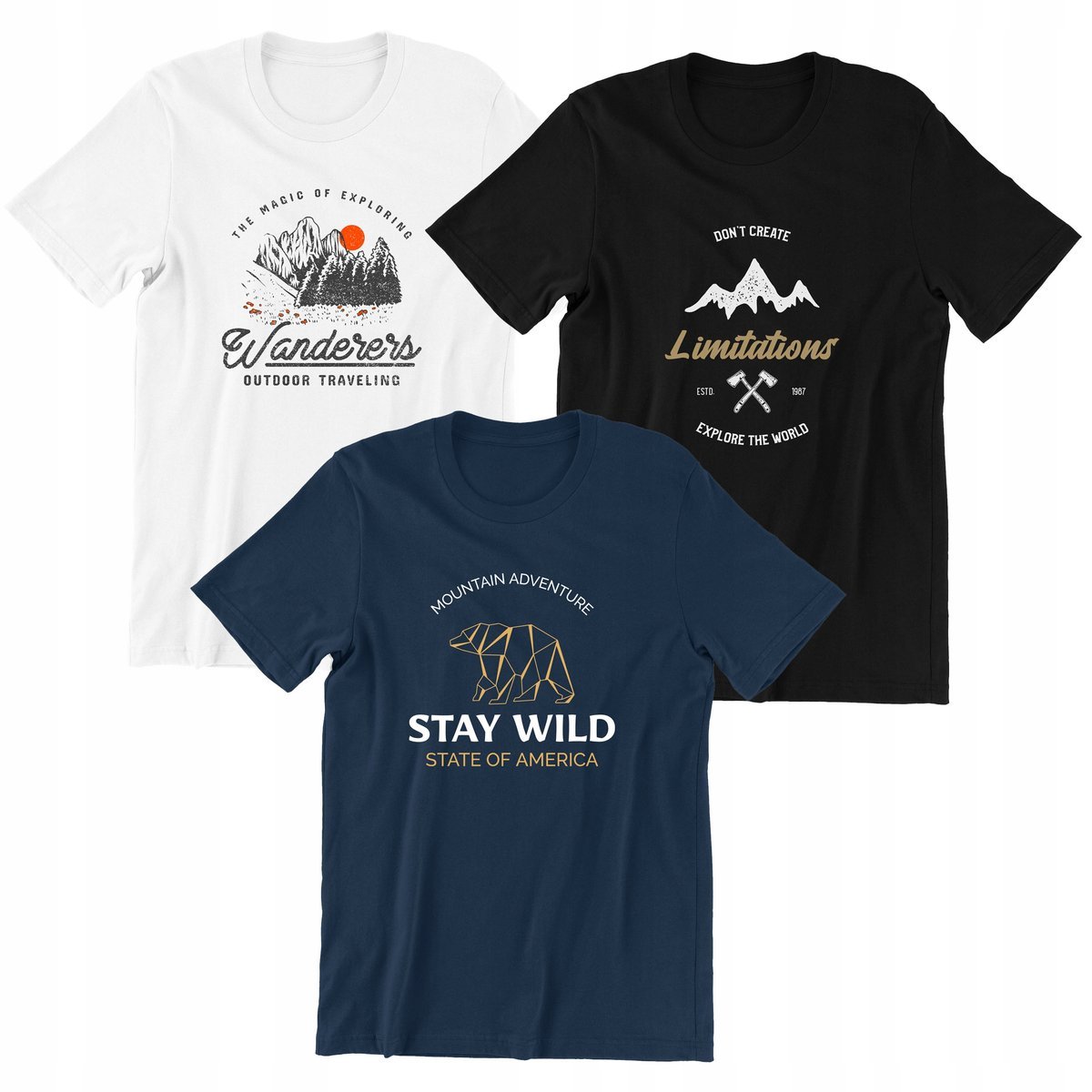 TRÓJPAK KOSZULEK MĘSKICH Z BAWEŁNY 3 SZT KOSZULKA MĘSKA T-SHIRT 3PAK 3 PAK