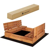 Place zabaw - Piaskownica zamykana dla dzieci 180x180 cm impregnowana z ławkami i agrowłókniną - miniaturka - grafika 1