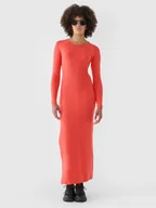Sukienki - 4F Sukienka ołówkowa maxi damska - czerwona XL - miniaturka - grafika 1